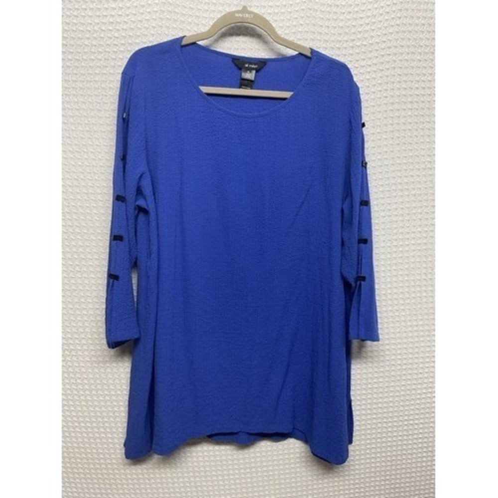 NWOT Ali Miles Blue Oversized Button Sleeves Gauzy Artsy Tunic Women XL China